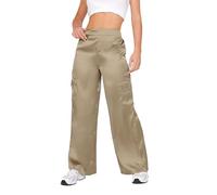 PixieGirl Mocha Brown Satin Cargo Trousers Petite