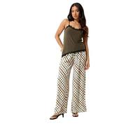 PixieGirl Petite Natural Brown Gingham Wide Leg Trousers Petite
