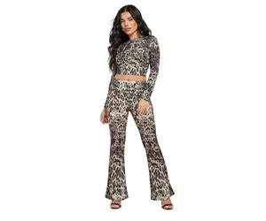 PixieGirl Petite Natural Brown Leopard Print Crop Top Petite