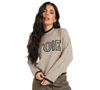 PixieGirl Petite Natural Brown Speckled Knitted Slogan Jumper Petite