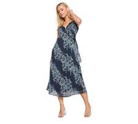 PixieGirl Navy Blue Floral Print Frill Midi Dress Petite