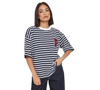 PixieGirl Petite Navy Blue Stripe Applique Initial T-Shirt Petite