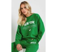 Pixiegirl Petite New York Slogan Sweatshirt In Green Green 14