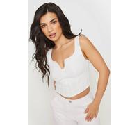 Pixiegirl Petite Notch Neck Corset Top In White White