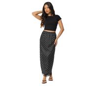 PixieGirl Petite Olive Green Lace Hem Satin Maxi Skirt Petite