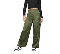 PixieGirl Petite Olive Green Satin Cargo Trousers Petite