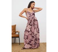 Pixiegirl Petite Paisley Ribbed Maxi Dress In Brown Brown 10