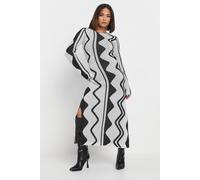Pixiegirl Petite Patterned Knitted Maxi Dress In Grey Grey 10