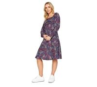 PixieGirl Petite Pink Ditsy Floral Print Ruched Front Midi Dress Petite