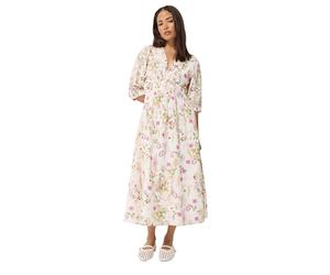 PixieGirl Petite Pink Floral Midi Tea Dress Petite