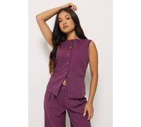 Pixiegirl Petite Pinstripe Waistcoat In Burgundy Burgundy