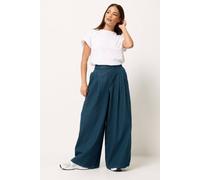 Pixiegirl Petite Pleat Front Wide Leg Jeans In Dark Blue Dark Blue