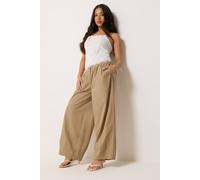 Pixiegirl Petite Pleated Cotton Barrel Trousers In Stone Stone