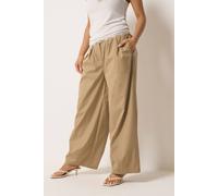 Pixiegirl Petite Pleated Cotton Barrel Trousers In Stone Stone