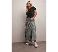 Pixiegirl Petite Pleated Denim Skirt In Grey Grey
