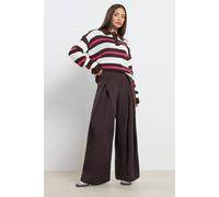 Pixiegirl Petite Pleated Wide Leg Trousers In Chocolate Chocolate