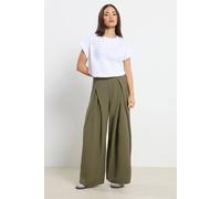 Pixiegirl Petite Pleated Wide Leg Trousers In Olive Olive