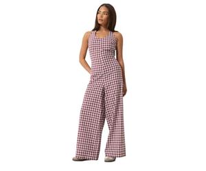 PixieGirl Petite Plum Purple Gingham Wide Leg Jumpsuit Petite