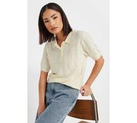 Pixiegirl Petite Pointelle Polo Top In Ivory Ivory 10-12