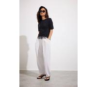 Pixiegirl Petite Polka Dot Barrel Leg Trousers In White White