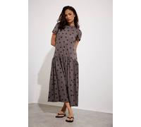 Pixiegirl Petite Polka Dot Drop Waist Maxi Dress In Chocolate Chocolate