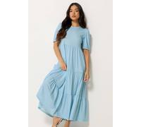Pixiegirl Petite Polka Dot Tiered Maxi Dress In Baby Blue Baby Blue
