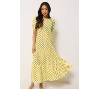Pixiegirl Petite Polka Dot Tiered Maxi Dress In Yellow Yellow