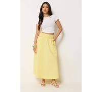 Pixiegirl Petite Poplin Shirred Cotton Maxi Skirt In Yellow Yellow