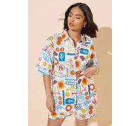 Pixiegirl Petite Postcard Graphic Shirt In White White