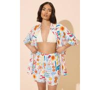 Pixiegirl Petite Postcard Graphic Shorts In White White 12