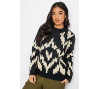 Pixiegirl Petite Printed Long Sleeve Jumper In Black Black 10-12
