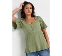Pixiegirl Petite Ribbed Smock Top In Green Green 8
