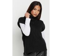 Pixiegirl Petite Roll Neck Knitted Top In Black Black 12-14