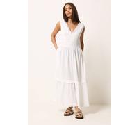 Pixiegirl Petite Ruffle Tie Back Maxi Dress In White White 10