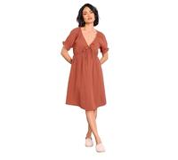 PixieGirl Petite Rust Orange Tie Front Cotton Mini Dress Petite