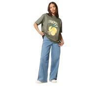 PixieGirl Petite Sage Green Lemon Graphic Cotton Oversized T-Shirt Petite