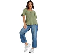 PixieGirl Petite Sage Green Ribbed Smock Top Petite
