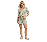 PixieGirl Petite Sage Green Stripe Tie Front Top & Shorts Set Petite
