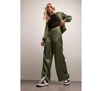 Pixiegirl Petite Satin Cargo Trousers In Green Green 12