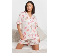 Pixiegirl Petite Satin Cowboy Pyjama Set In White White 16-18