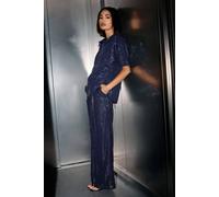 Pixiegirl Petite Sequin Embellished Shirt In Blue Blue 12