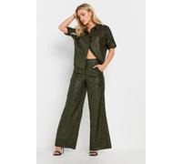 PixieGirl Khaki Green Sequin Embellished Wide Leg Trousers Petite