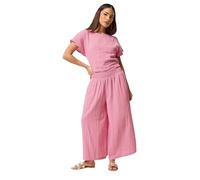 PixieGirl Petite Set Pink Cotton Cheesecloth Top & Cropped Trousers Petite