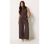 Pixiegirl Petite Set Pinstripe Waistcoat & Trousers In Brown Brown
