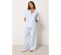 Pixiegirl Petite Set Stripe Wide Leg Pyjamas In Blue Blue