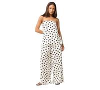 PixieGirl Petite Set White Polka Dot Bandeau Top & Wide Leg Trousers Petite