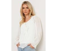 Pixiegirl Petite Sheer Frill Blouse In Ivory Ivory 14