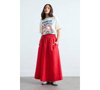 Pixiegirl Petite Shirred Poplin Maxi Skirt Red 14