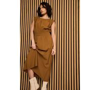 Pixiegirl Petite Shirred Waist Midaxi Dress In Brown Brown 10