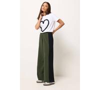 Pixiegirl Petite Side Panel Wide Leg Trousers In Dark Green Dark Green 10S